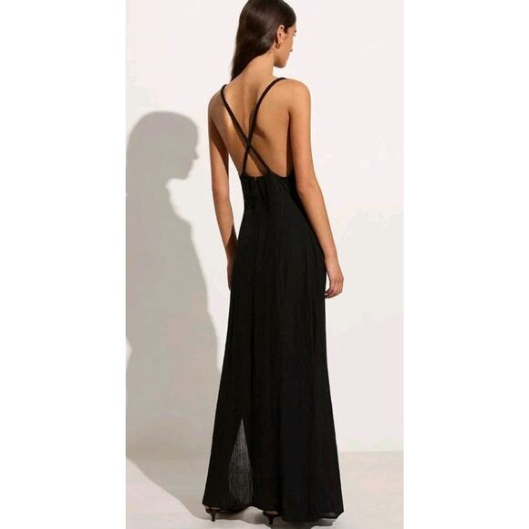 Faithfull‎ the Brand Palermo Maxi Dress Braided Cross Strap Halter Gown Linen 4 - Picture 2 of 8